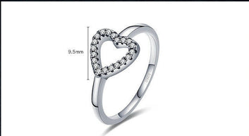 Jeweleze Vintage Silver Heart Ring with Sparkling Stones